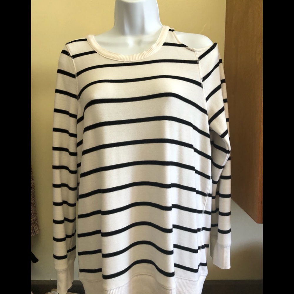 Chaser cold shoulder striped sweatshirt